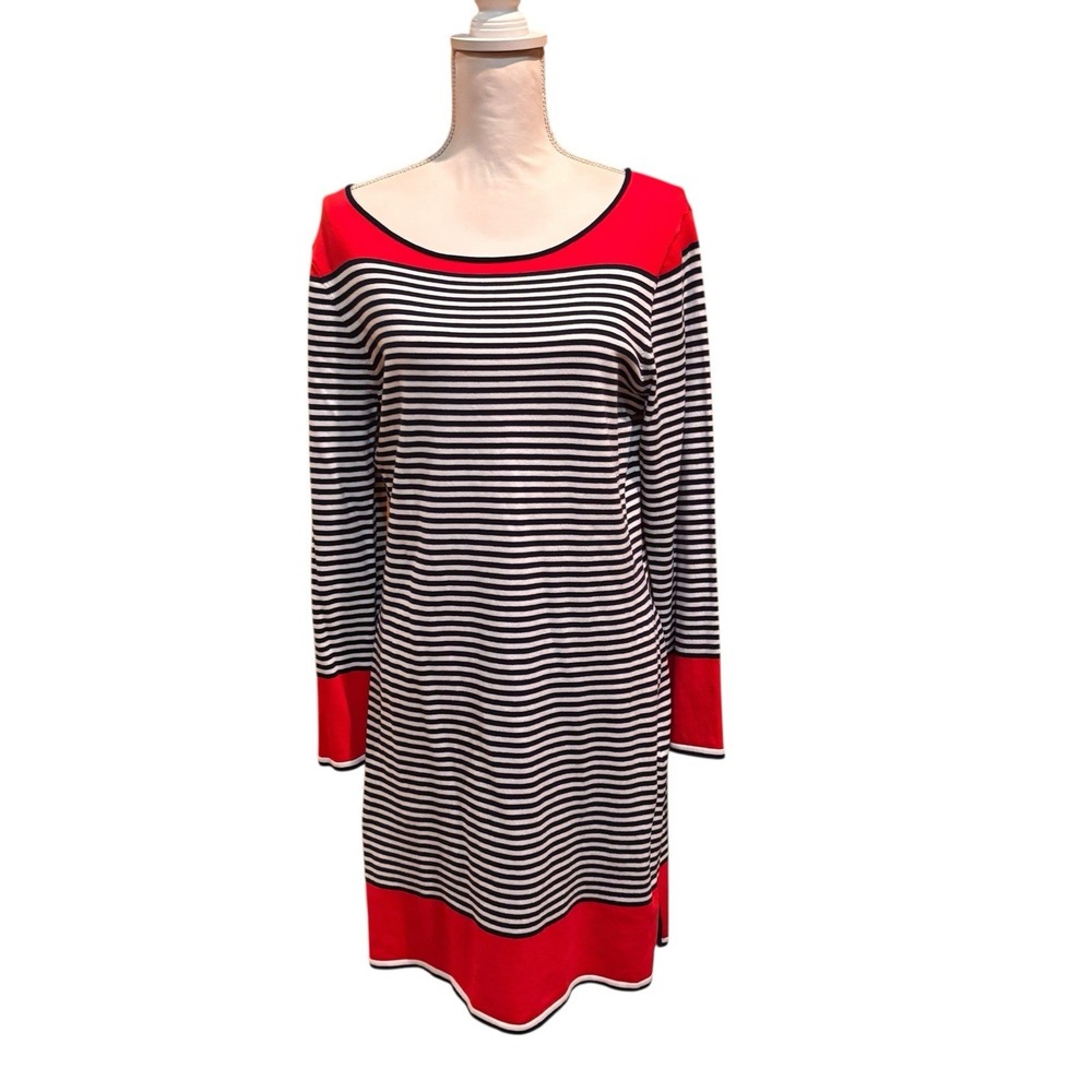 Sail to Sable STS Striped Knit Dress Red Navy White Size Large NWT Nautical